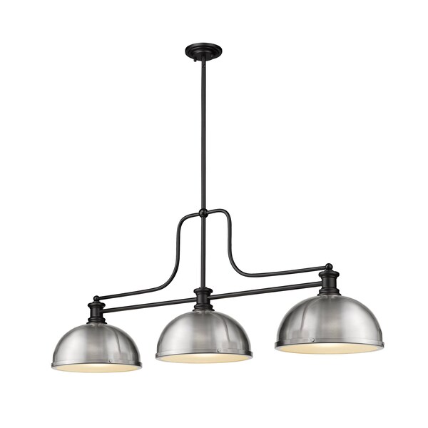 Z-Lite Melange Billiard, 3-Light, 13.25 In.W x 52 In.L x 21 In.H, Matte Black/Brushed Nickel 725-3MB-D12BN - main